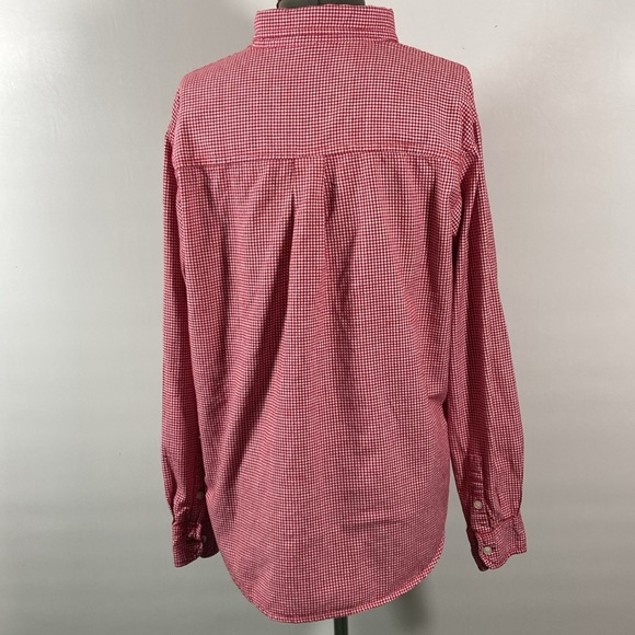 DCC Top Women Size Large Red & White Checks Button Down Collar Long Sleeves - Picture 7 of 10